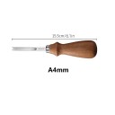 Conjunto de 4 ferramentas para couro A4–A10 mm Ferramentas de entalhe com cabo de madeira 15,5 cm Para a criação de ranhuras, decorações e costuras 3