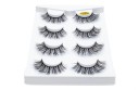 Conjunto de 4 pares de pestanas 3D artificiais em faixa para maquilhagem volumosa e marcante Pestanas densas e volumosas com faixa preta em estojo 1