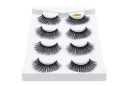 Conjunto de 4 pares de pestanas 3D artificiais em faixa para maquilhagem volumosa e marcante Pestanas densas e volumosas com faixa preta em estojo 3
