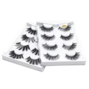 Conjunto de 4 pares de pestanas 3D artificiais em faixa para maquilhagem volumosa e marcante Pestanas densas e volumosas com faixa preta em estojo 11