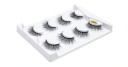 Conjunto de 4 pares de pestanas 3D artificiais em faixa para maquilhagem volumosa e marcante Pestanas densas e volumosas com faixa preta em estojo 19