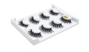 Conjunto de 4 pares de pestanas 3D artificiais em faixa para maquilhagem volumosa e marcante Pestanas densas e volumosas com faixa preta em estojo 22