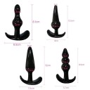 Conjunto de 4 pcs de plugs anais de silicone de diferentes formas, superfície lisa, design ergonómico, fácil manutenção em embalagem discreta 2