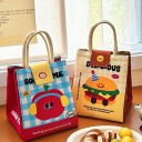 Conjunto de 4 sacos térmicos para almoço maçã coelho hambúrguer cão 19x22,5x17 cm Sacos isolantes para comida com forro, fecho de correr e botões 7