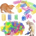 Conjunto de 48 unidades de mola Brinquedos para gatos Espirais de plástico coloridas 5,5 x 2 cm Brinquedo interativo para gatinhos Brinquedo de caça 1