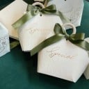 Conjunto de 5 sacos de papel para presentes 10,5×9×5 cm com anel de madeira e fita, embalagem elegante para pequenos objetos 6