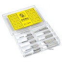 Conjunto de 50 pinos de rosca para braceletes de relógio em 10 tamanhos numa caixa de plástico 8,6x6,4x1,6 cm 4