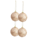 Conjunto de 6 bolas de Natal brilhantes de 6 cm em dourado champanhe para decoração de árvore de Natal 7