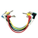 Conjunto de 6 cabos de áudio de 17 cm para guitarra elétrica e baixo Conectores em L Cabos patch para cadeia de efeitos de pedais 1