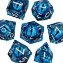 Conjunto de 7 pcs de dados com motivo de olho Dados de fantasia poliedrais para jogos de tabuleiro RPG 6