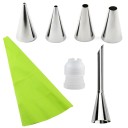Conjunto de 7 peças de ferramentas de pastelaria para decoração de bolos com bicos metálicos, saco e acoplador para trabalho preciso 9