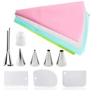 Conjunto de 7 peças de ferramentas de pastelaria para decoração de bolos com bicos metálicos, saco e acoplador para trabalho preciso 1