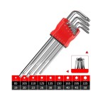 Conjunto de 9 chaves hexagonais prolongadas 1,5–10 mm em aço CR-V Acabamento prateado Ferramenta de precisão 2