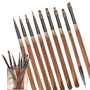 Conjunto de 9 pincéis para unhas castanho 15,5 - 16 cm, 5,2 - 12,7 mm, cerdas firmes finas 1