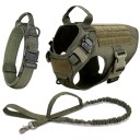Conjunto de arnés militar, collar y correa para perros Arnés de entrenamiento ajustable y resistente con velcro para perros Arnés transpirable con asa 6