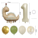 Conjunto de balões de aniversário 12 pcs Balão número 80 cm Balão dinossauro 77 x 80 cm Balões de látex Fita Canudo para insuflar 2