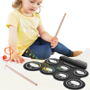 Conjunto de Bateria Electrónica USB Dobrável em Silicona, Conjunto de Treino Rolável Portátil com Pedais, Baquetas e Cabo de Alimentação 43x28x2.7 cm 5