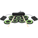 Conjunto de bateria eletrónica USB dobrável em silicone 2022, portátil e rolável, com pedais e baquetas, alimentação em várias cores 43x28x2.7 cm 2