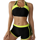 Conjunto de bikini deportivo de dos piezas para mujer con top de cremallera de poliéster y elastano, pantalones cortos de baño para playa y natación 2