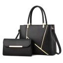 Conjunto de bolsas femininas 2 pcs Bolsa de mão com alça 31 x 12 x 23 cm e carteira 21 x 4 x 13 cm em pele sintética com riscas 1