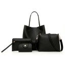 Conjunto de bolsas femininas 4 pcs em pele sintética com superfície texturizada Grande bolsa de ombro Bolsa menor com alça Carteira 1