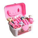 Conjunto de brincadeira de médico 63 pcs Grande mala rosa com acessórios médicos e dentários Consultório infantil para exames e brincadeiras 4