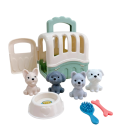 Conjunto de brinquedos de plástico para crianças Caixa de transporte para cães Figuras de cães com tigela, escova e osso Jogo de cuidador 1