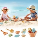 Conjunto de brinquedos de praia para crianças 10 pcs ferramentas de plástico e moldes em balde 18 x 17 cm para areias e jogos de água 2