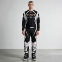 Conjunto de camisola de motocross de manga longa e calças com painéis laterais brancos e inscrições douradas para motocross, enduro e quadriciclo 2