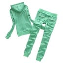 Conjunto de chándal para mujer Sudadera con capucha y cremallera y pantalones de chándal con puños 13