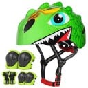 Conjunto de ciclismo infantil 50–54 cm Casco de dinosaurio EPS Protectores de rodillas, codos y palmas Conjunto de protección para bicicleta 10