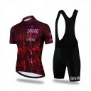 Conjunto de Ciclismo Masculino Camisola de Manga Curta e Calções com Alças e Almofada 90 % poliéster e 10 % Lycra Camisola Vinho e Calções Pretos 1