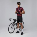 Conjunto de Ciclismo Masculino Camisola de Manga Curta e Calções com Alças e Almofada 90 % poliéster e 10 % Lycra Camisola Vinho e Calções Pretos 3