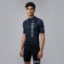 Conjunto de Ciclismo Masculino Camisola de Manga Curta e Calções com Suspensório Branco e Almofada 90 % poliéster e 10 % Lycra Listrado Azul 4