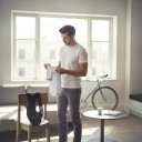 Conjunto de Ciclismo Masculino Camisola de Manga Curta e Calções com Suspensório e Almofada 90 % poliéster e 10 % Lycra Camisola branca e calções 5