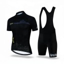 Conjunto de Ciclismo Masculino Camisola de Manga Curta e Calções com Suspensório e Almofada 90 % poliéster e 10 % Lycra Preto com Detalhes 1