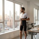 Conjunto de Ciclismo Masculino Camisola de Manga Curta e Calções Listras Diagonais Material Elástico 80 % poliéster e 20 % spandex Branco e Preto 6