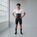Conjunto de ciclismo masculino Camisola de manga curta e calções Zíper à frente Material elástico 80 % poliéster e 20 % spandex 5