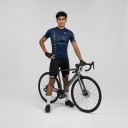 Conjunto de ciclismo masculino com jersey de manga curta e calções com forro 90 % poliéster e 10 % Lycra Jersey azul escuro e calções pretos 3