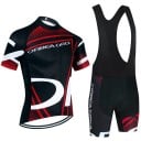 Conjunto de ciclismo masculino – jersey de manga curta e calções com alças, resistente ao suor, para ciclismo e desporto 1