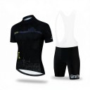Conjunto de ciclismo para hombre Camiseta de manga corta y pantalones cortos con tirantes blancos y almohadilla 90 % poliéster y 10 % Lycra Negro 1
