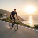 Conjunto de ciclismo para hombre Camiseta de manga corta y pantalones cortos con tirantes blancos y almohadilla 90 % poliéster y 10 % Lycra 6