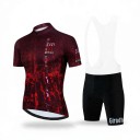 Conjunto de ciclismo para hombre Camiseta de manga corta y pantalones cortos con tirantes blancos y almohadilla 90 % poliéster y 10 % Lycra 1