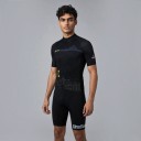 Conjunto de ciclismo para hombre Camiseta de manga corta y pantalones cortos con tirantes y almohadilla 90 % poliéster y 10 % Lycra Negro 4