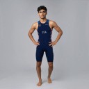 Conjunto de ciclismo para hombre Camiseta sin mangas y pantalones cortos Material elástico 80 % poliéster y 20 % spandex Azul oscuro con franjas 2