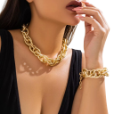 Conjunto de collar de cadena pomposo 40+7 cm pulsera 16+5 cm Joyería bohemia de aleación de zinc Accesorios clásicos para mujeres fiesta 2