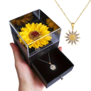 Conjunto de collar de girasol Joyas elegantes Caja de regalo con forma de girasol Regalo romántico Caja de flores 2