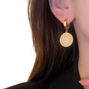 Conjunto de collar y pendientes de acero inoxidable estilo vintage elegante retro joyería para mujeres con brillo Accesorios duraderos para mujeres y niñas 2