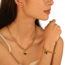 Conjunto de collar y pulsera de acero inoxidable con aspecto macizo Joyería femenina elegante y llamativa Diseño hipoalergénico para mujeres y niñas 2