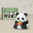 Conjunto de construção infantil em forma de panda, que está sentado e segura uma pequena abóbora nas patas, 488 peças de puzzle, construção criativa 2